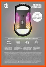 Mouse para Juegos Steelseries Aerox 3, TrueMove 8K y Ultraligero