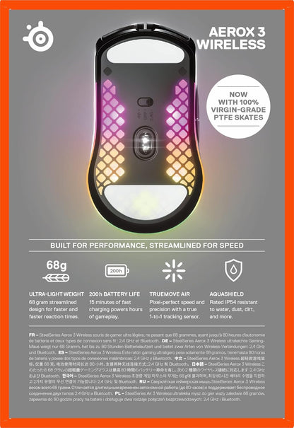 Mouse para Juegos Steelseries Aerox 3, TrueMove 8K y Ultraligero