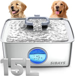 Fuente de agua para perros de 3.69 galones de acero inoxidable SIBAYS