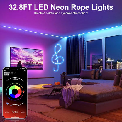 Cuerda de luces LED, color neón de 10 metros, IP67, control remoto.