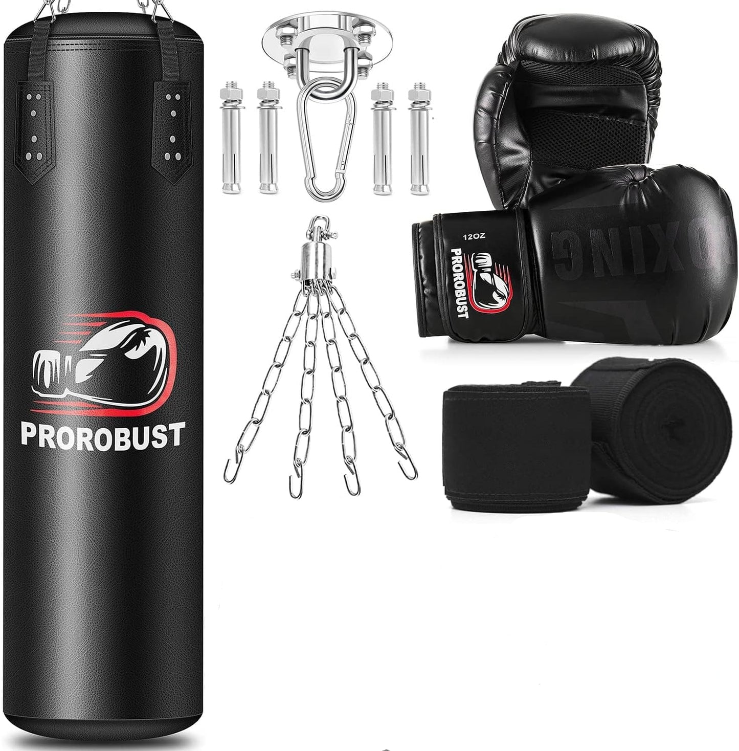 Saco de boxeo para adultos, bolsa de boxeo pesada de poliuretano Prorobust