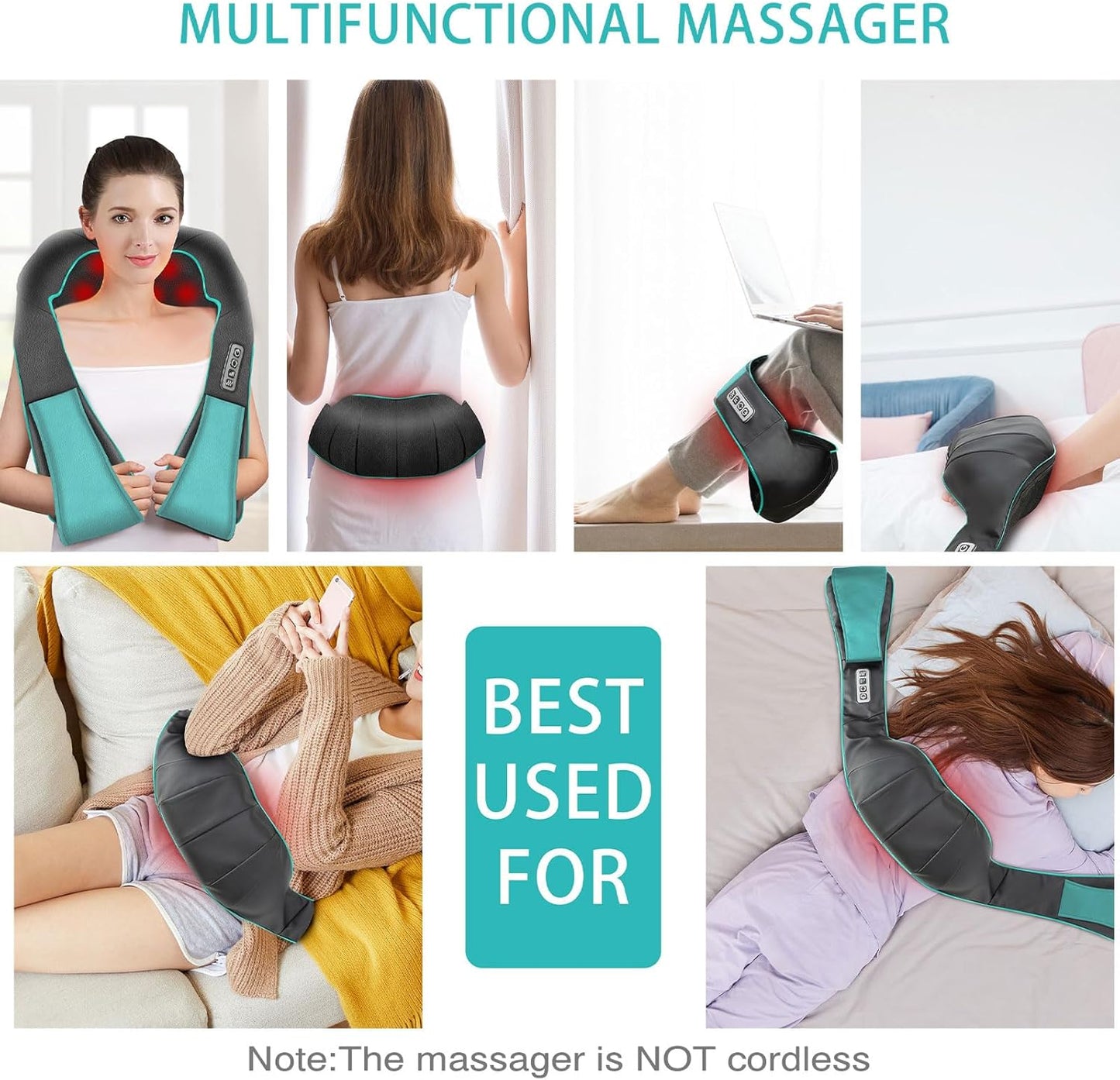 Masajeador de cuello y espalda Shiatsu, amasamiento profundo.