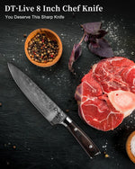 Cuchillo De Chef, Acero inoxidable, Dt·live, 8", mango ergonómico.
