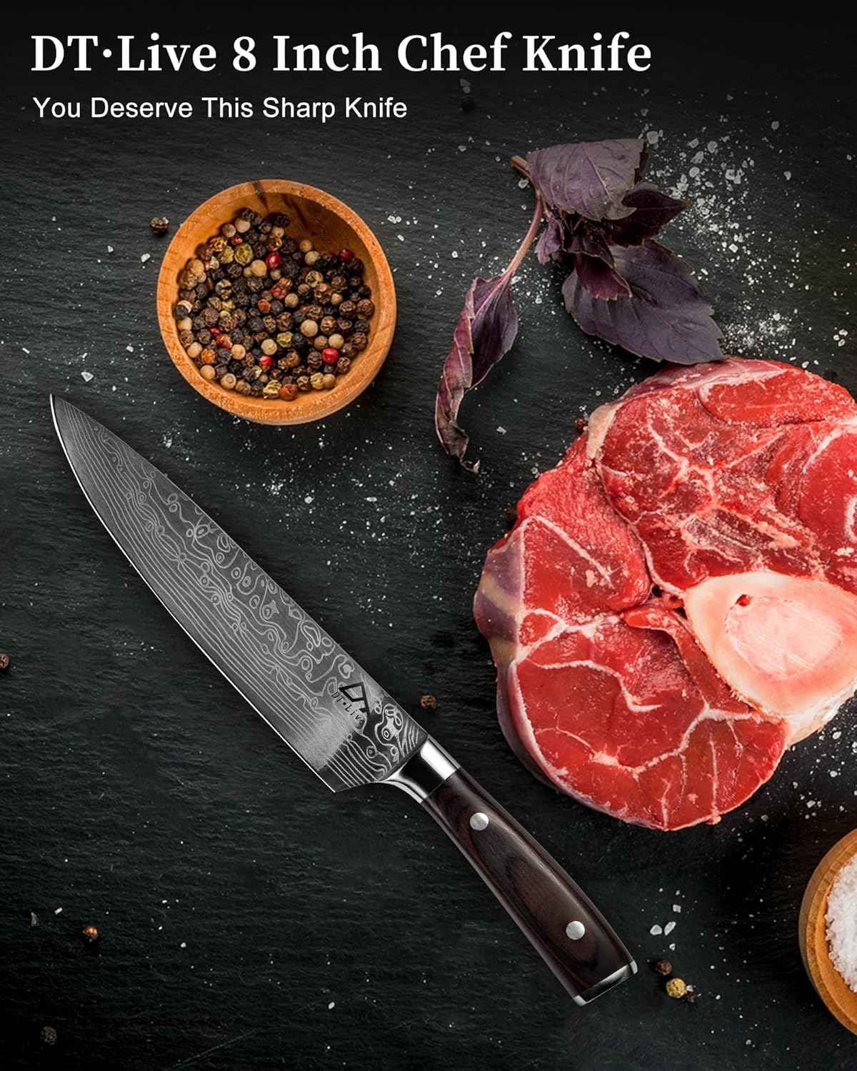 Cuchillo De Chef Dt·live, 8 , P/cocina, Acero Inoxidable.(USADO)