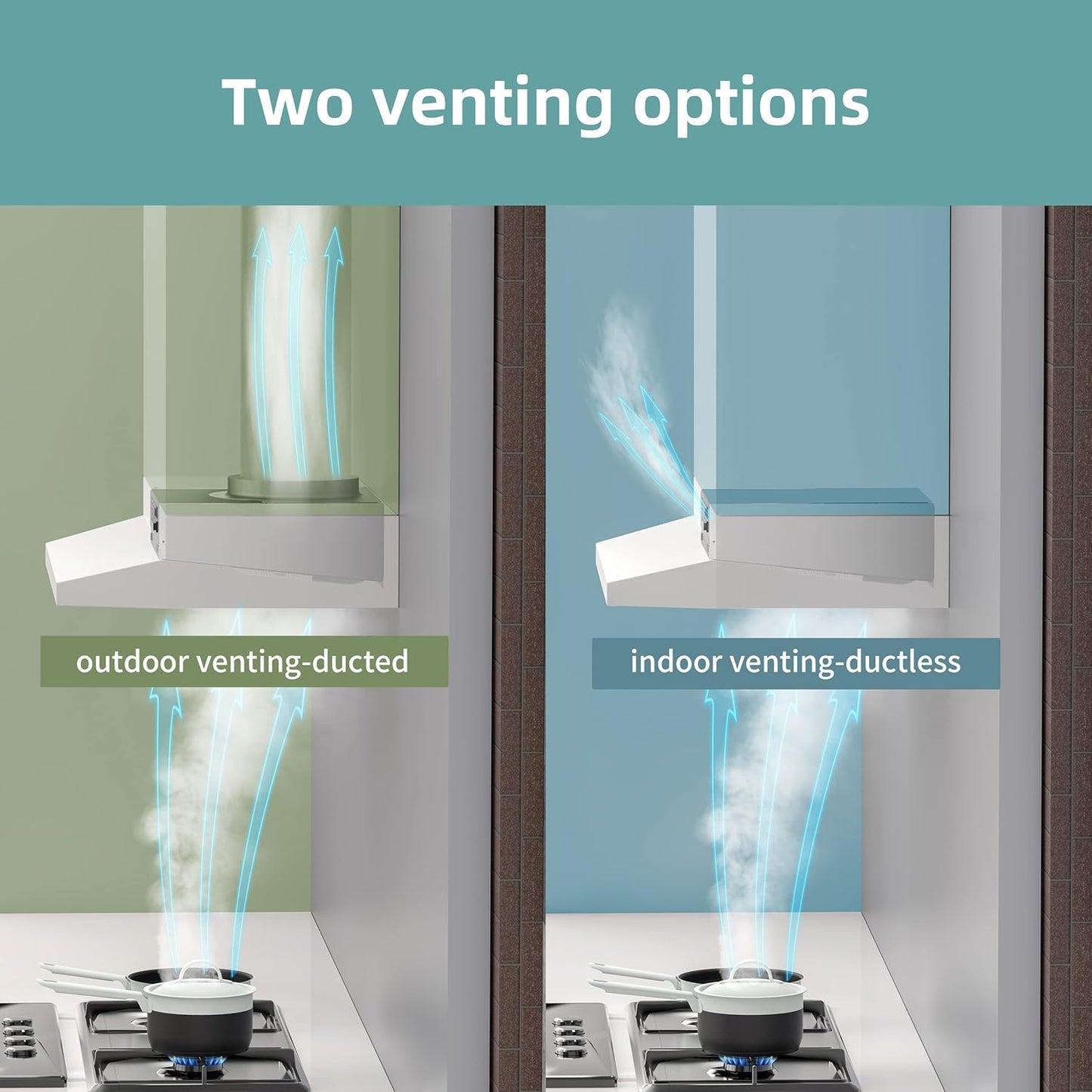 Campana extractora de 30", ventilador de escape de 2 velocidades.