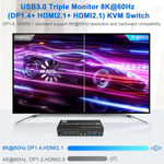Conmutador, 2 HDMI USB3.0 KVM, Triple Monitor, Switch/micrófono.