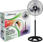 Ventilador de pedestal oscilante Pami, 3 velocidades, 18" altura ajustable