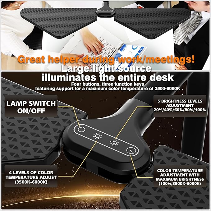 Supper Bright Lámpara de escritorio con cuello de cisne con abrazadera.