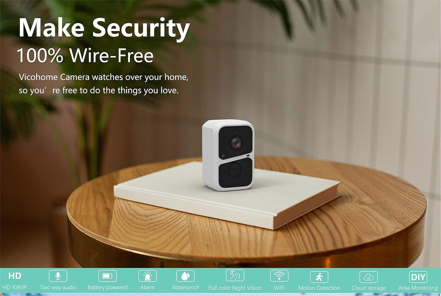 Cámara de seguridad inalámbrica WiFi, Recargable.(DETALLE)