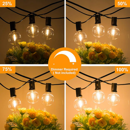 Tira de luces LED G40 de 150 pies para exteriores, impermeables.