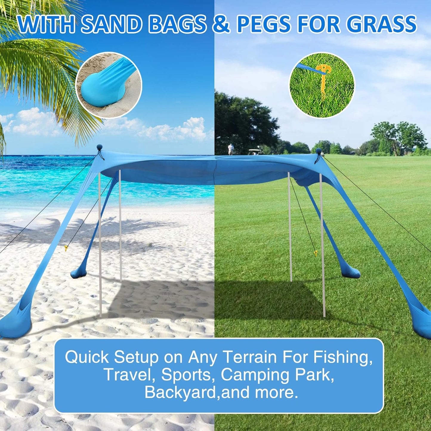 Tienda de campaña de playa con manta, 11 X 11 FT, protección UV50+.