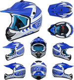 Casco de motocross para niños Roozo FF601-2 Talla M, Azul (USADO)