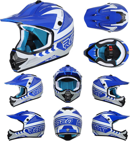 Casco de motocross para niños Roozo FF601-2 Talla M, Azul (USADO)