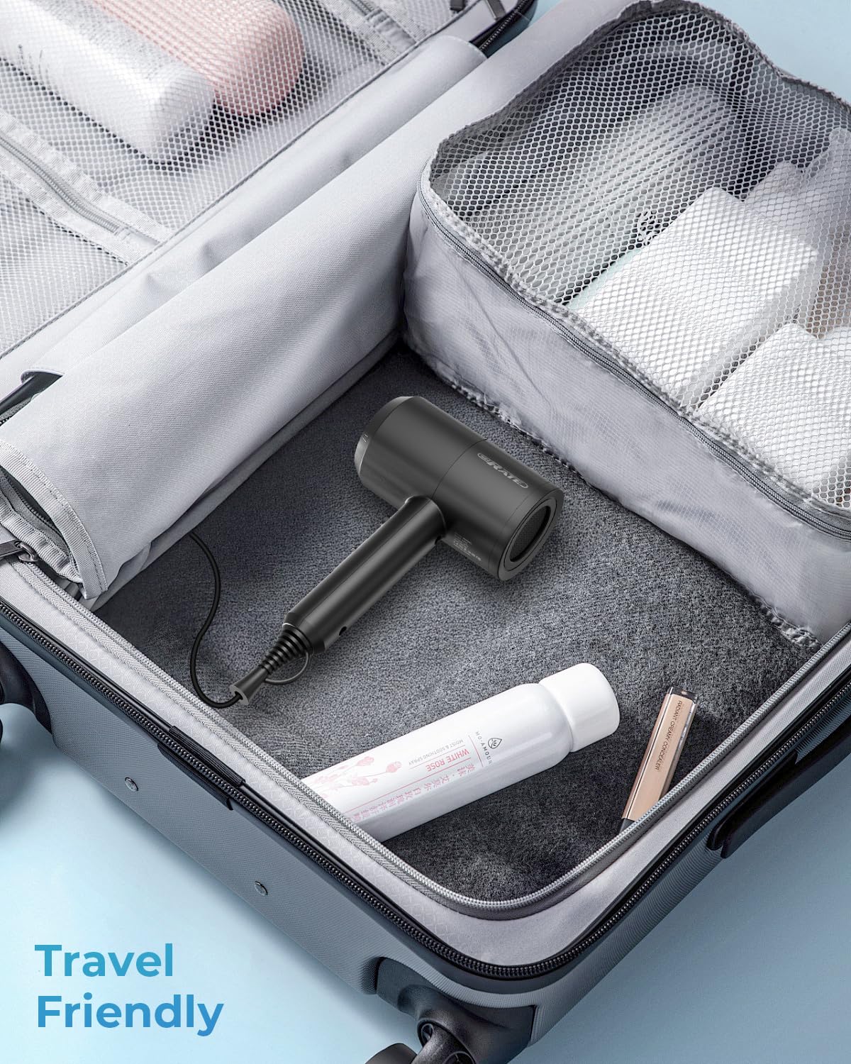 Secador de pelo iónico, con difusores, 1800W, secado rápido.