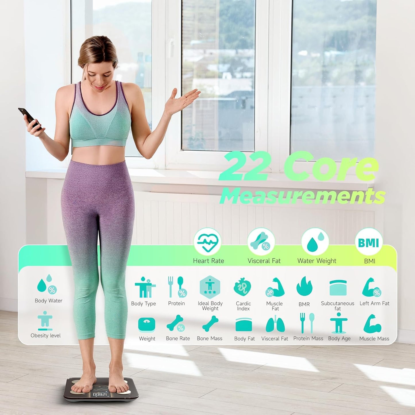 Runstar Báscula inteligente para peso corporal VA 8 en 1