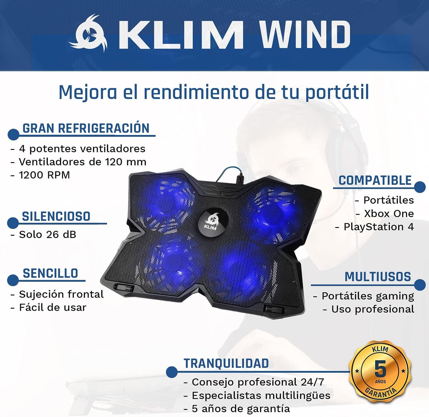 KLIM Wind Base Refrigeradora Portatil 1200 RPM