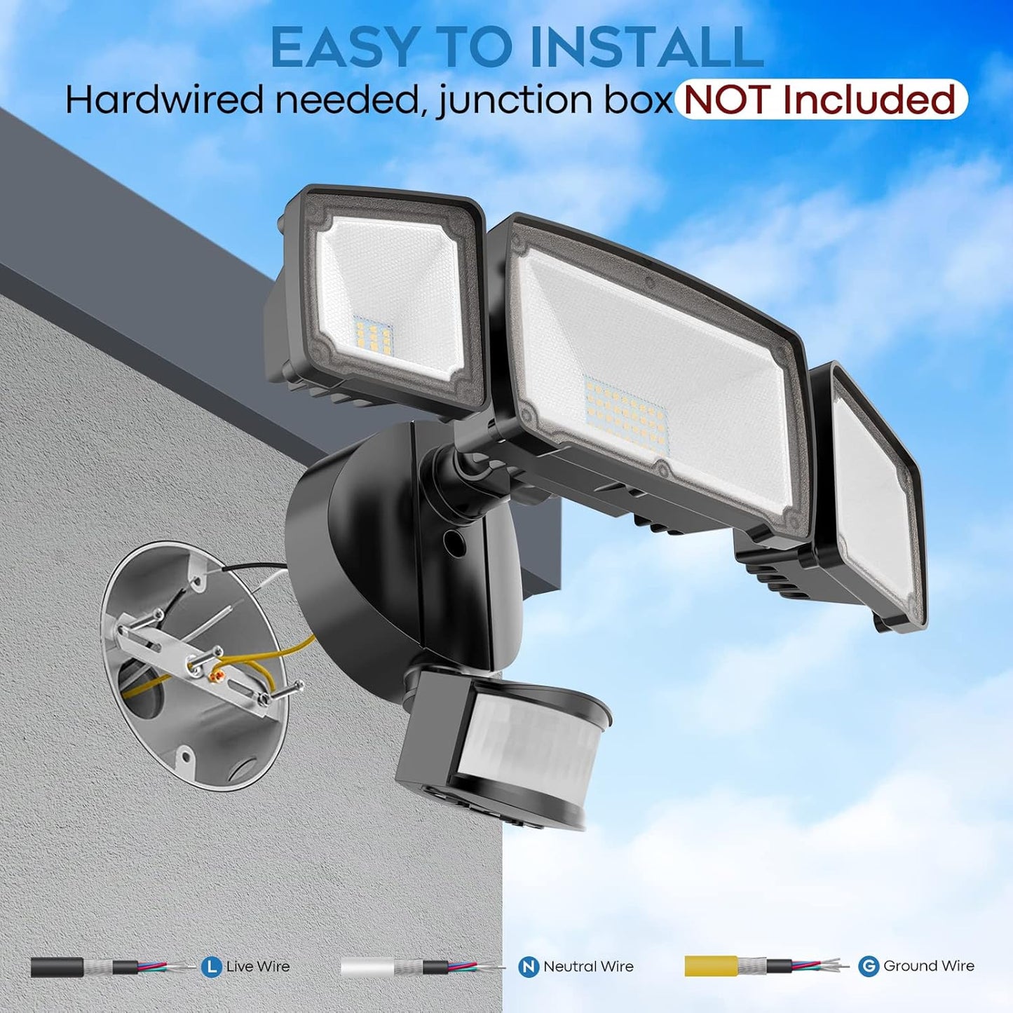 Paquete de 2 luces LED con sensor de movimiento para exteriores.