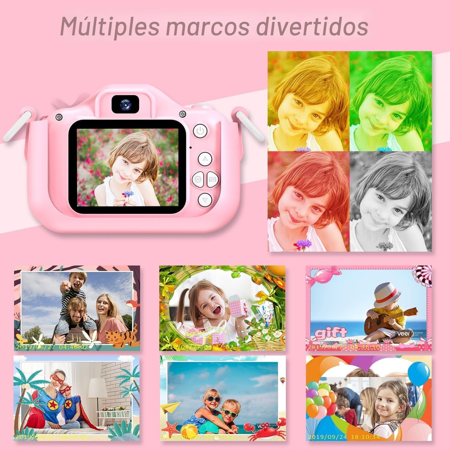 Camara digital para niños Goopow con funda de unicornio