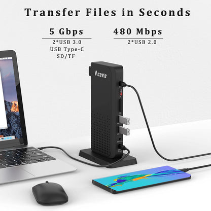 Estación de acoplamiento para portátil, Aceele concentrador USB/C.
