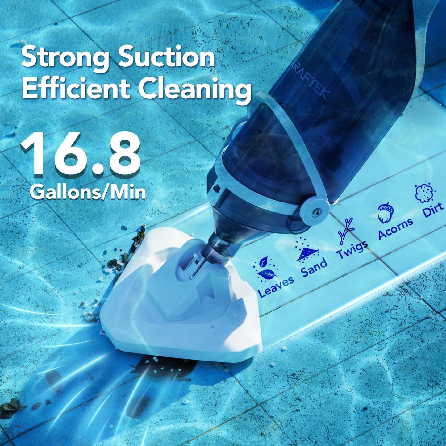 KRAFTEK Aspiradora de piscina,recargable inalámbrica.(USADA)