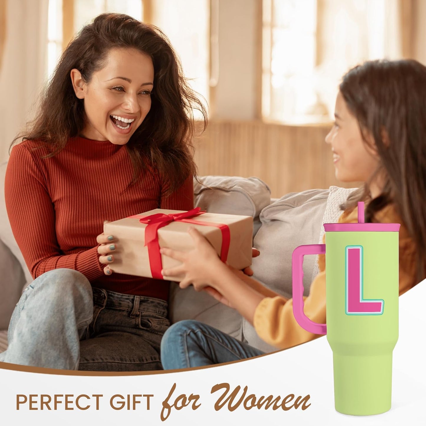 SANDJEST Vaso con monograma y asa, 40 onzas,