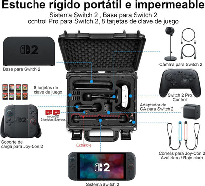 Maletín Lekufee LK703, Rígido Impermeable para Nintendo Switch 2