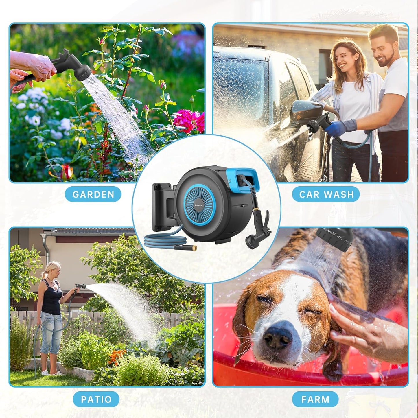 Carrete retráctil de manguera de jardín de 1/2 pulgadas,82FT.