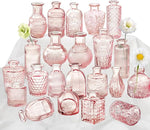 Jarrones Vidrio Rosa 22 Pzs Mini Floreros Centros Mesa