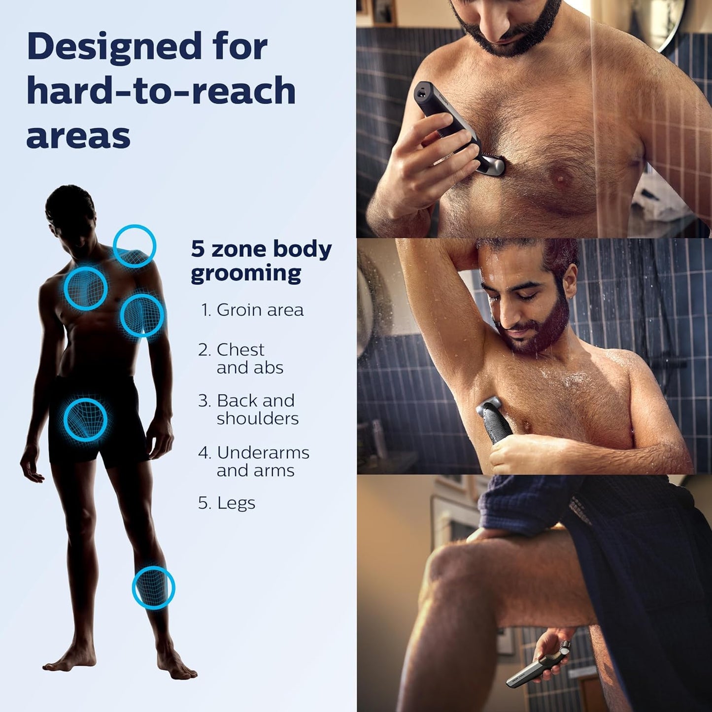 Recortadora a prueba de ducha p/hombre, mango p/espalda, (USADO).