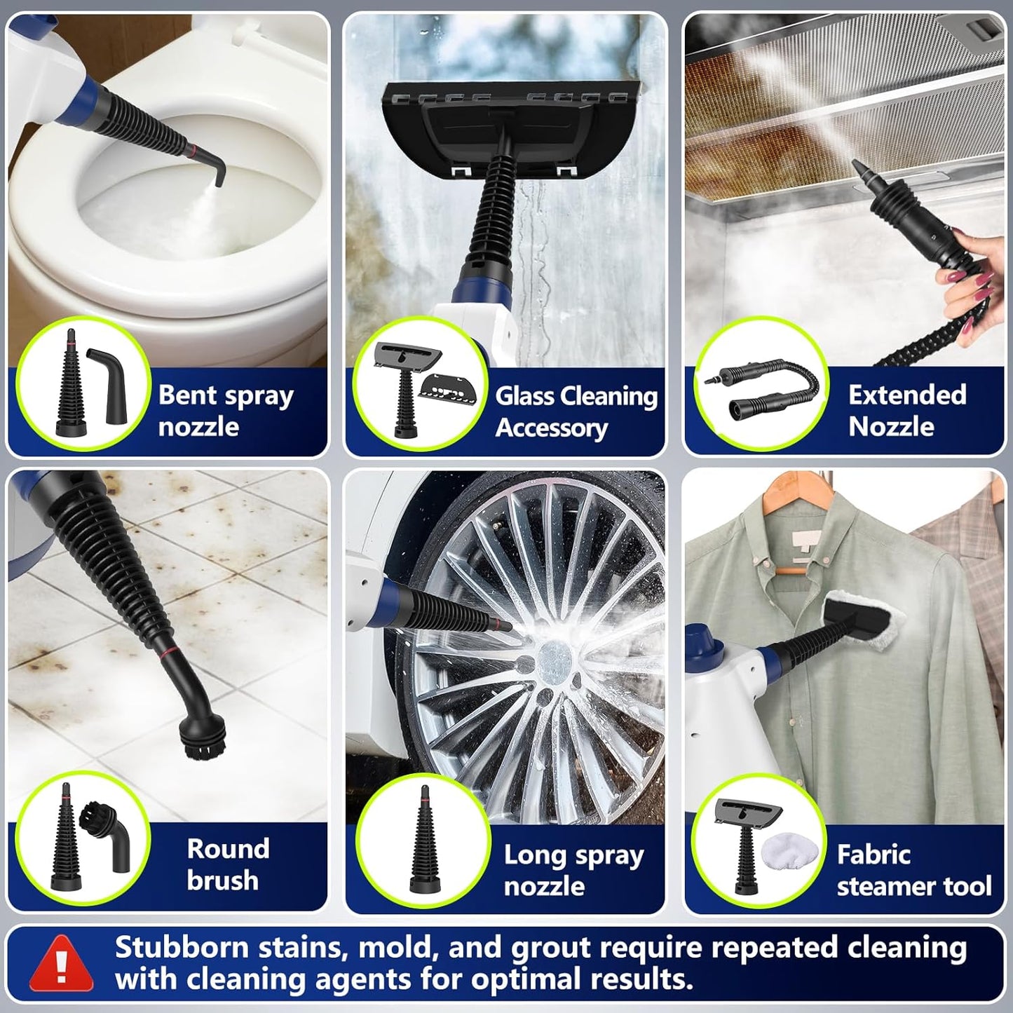 Limpiador a vapor, a presión para el hogar con 12 accesorios y bloqueo de seguridad.