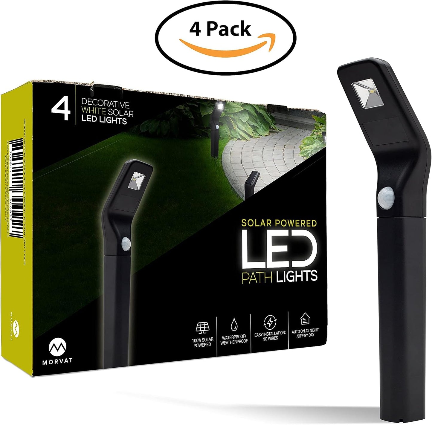 Morvat, Luz solar con sensor de movimiento, para jardin, paisaje.