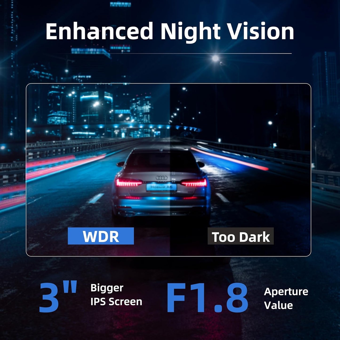 Miofive, Cámara de coche 4K, grabación en bucle, HDR.