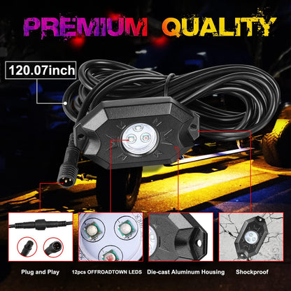 Kit de 12 luces LED-RGB, coche, todoterreno, 4x4, camión,(USADO).