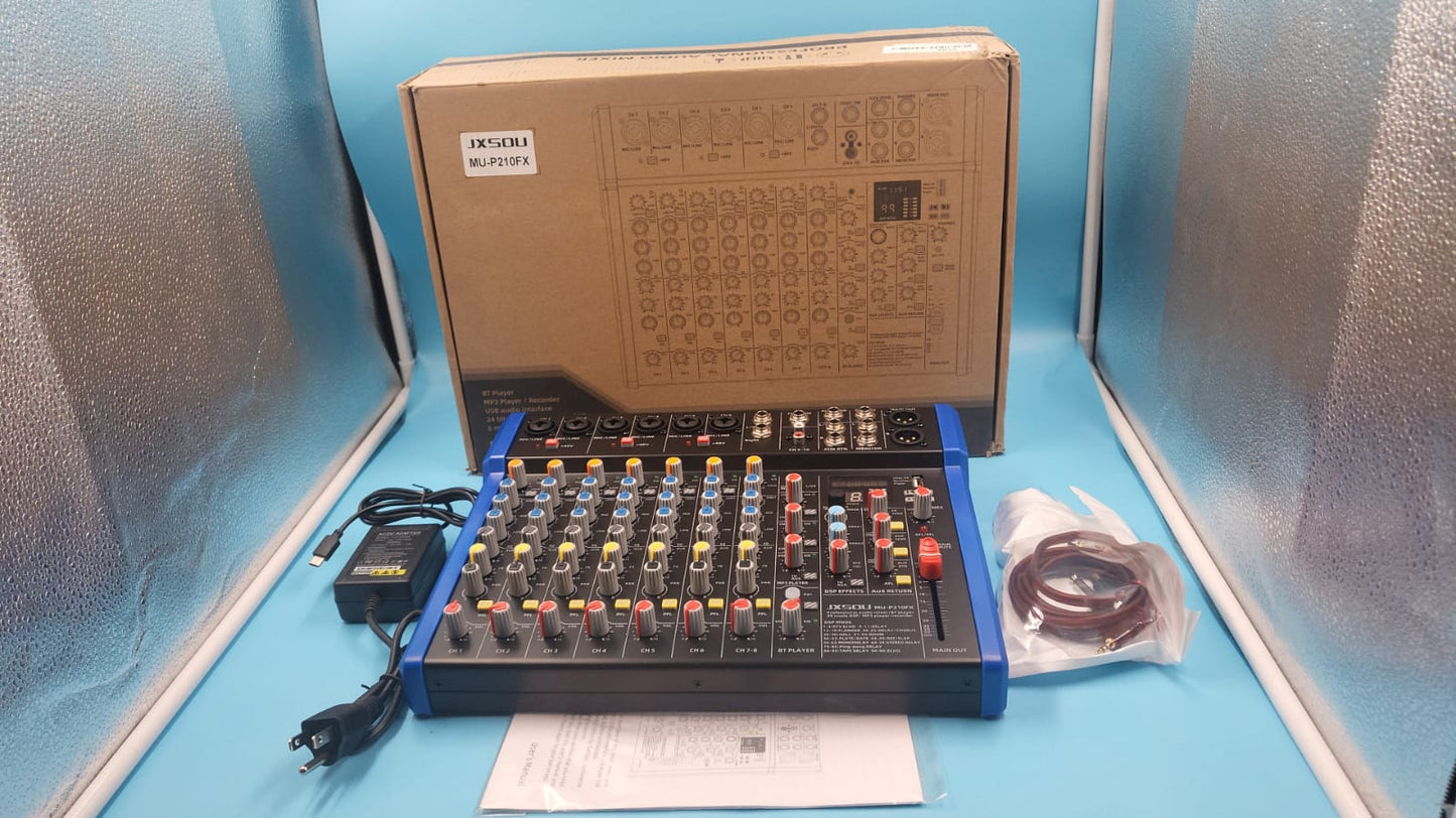 Mezclador de audio, mezclador de DJ de 12 canales JXSOU  MU-P210FX