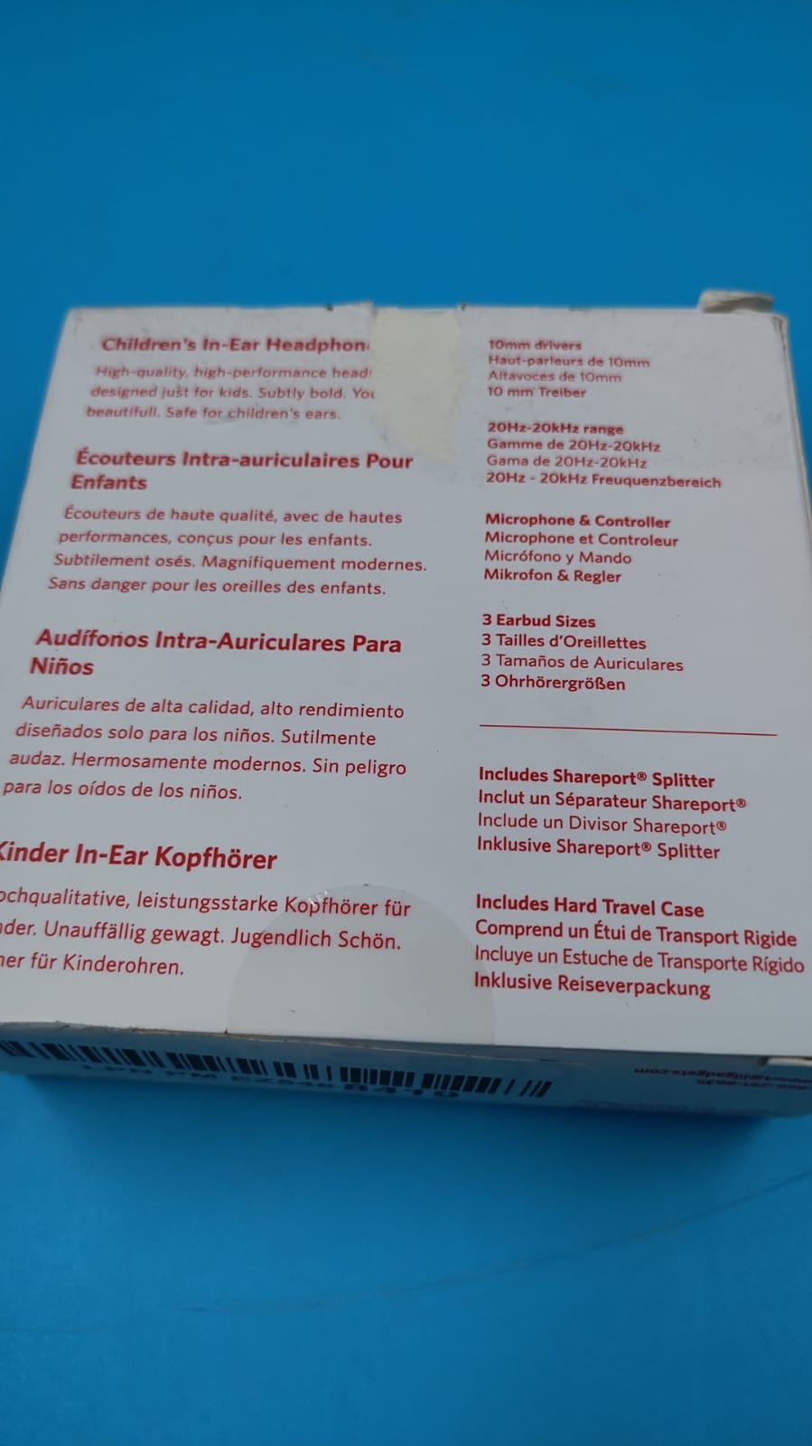 Auriculares intrauditivos, micrófono y volumen limitado para niños.