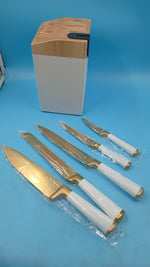 Juego de cuchillos con bloque, 5 piezas Acero inoxidable, Afilador.