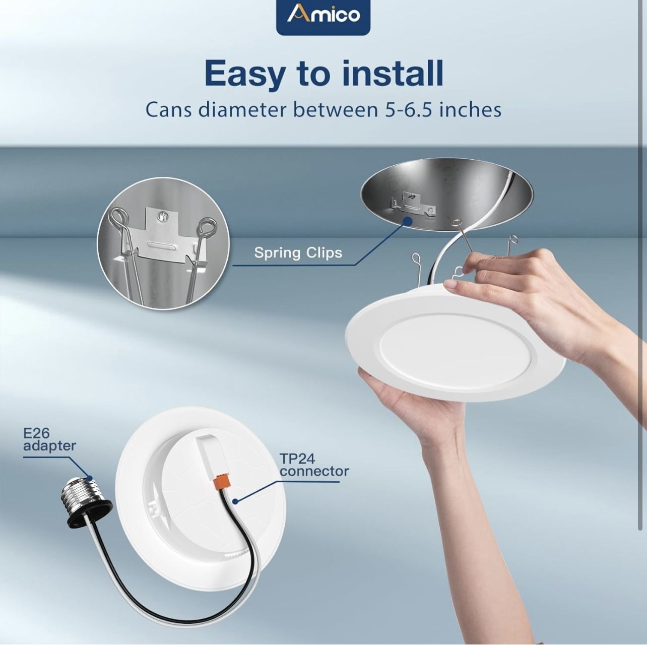 Luces Iluminación LED empotrada Amico de 5/6 pulgadas y 5 CCT 12 pack