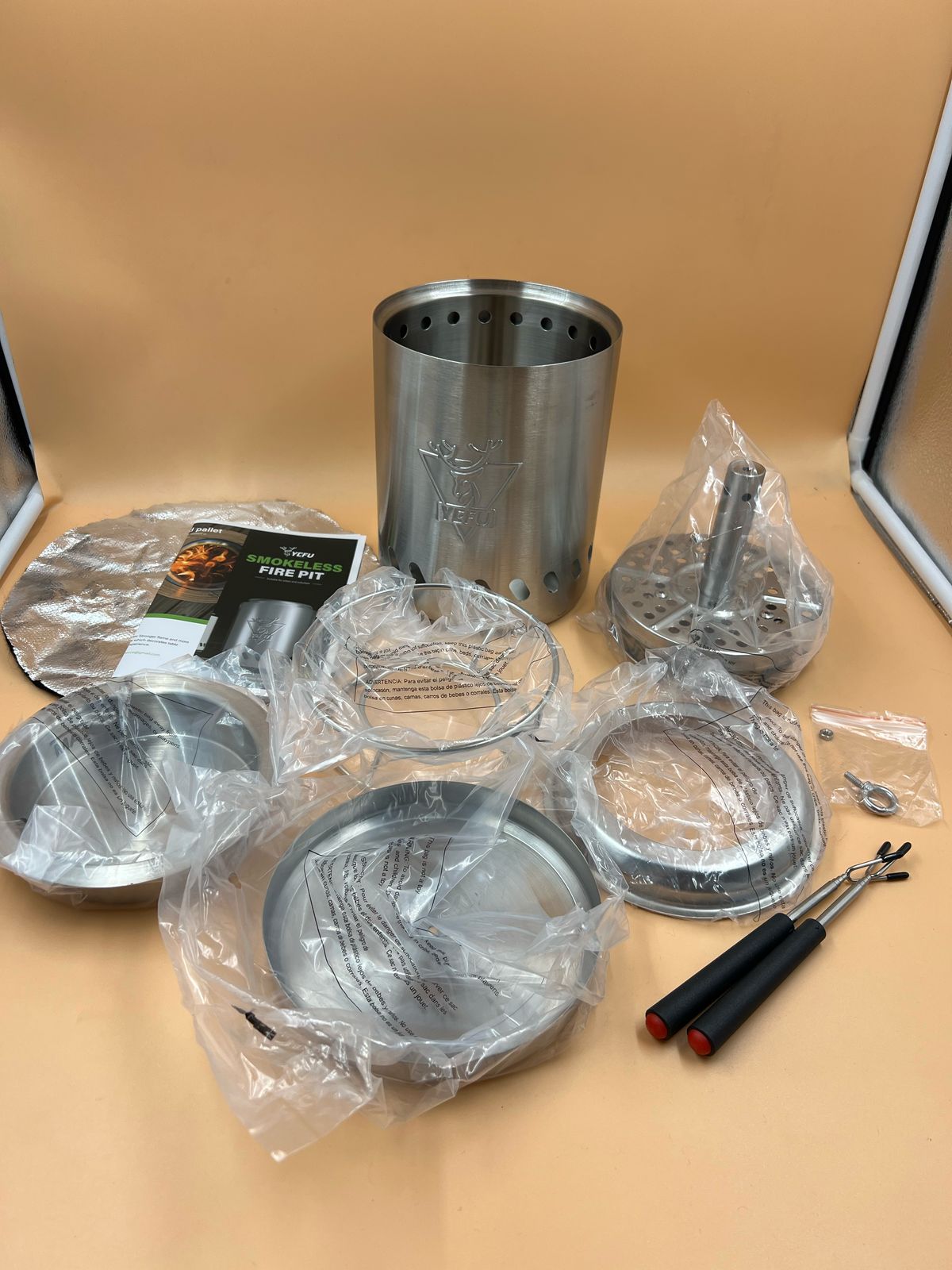 YEFU - Brasero de mesa de 25x18cm camping