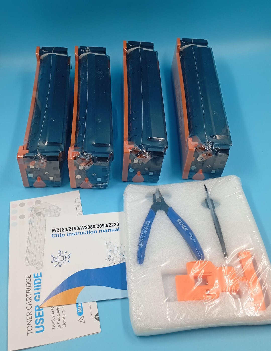 Paquete de 4 cartuchos de tóner 218X, 1negro, 3 colores, sin chip.