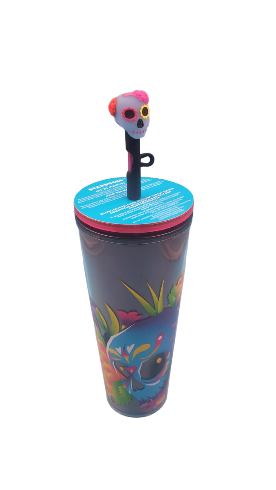 Vaso holográfico Starbucks 24 oz con tapa de pajita oscura brillante . Edición limitada