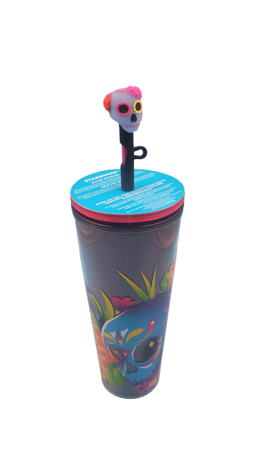 Vaso holográfico Starbucks 24 oz con tapa de pajita oscura brillante . Edición limitada