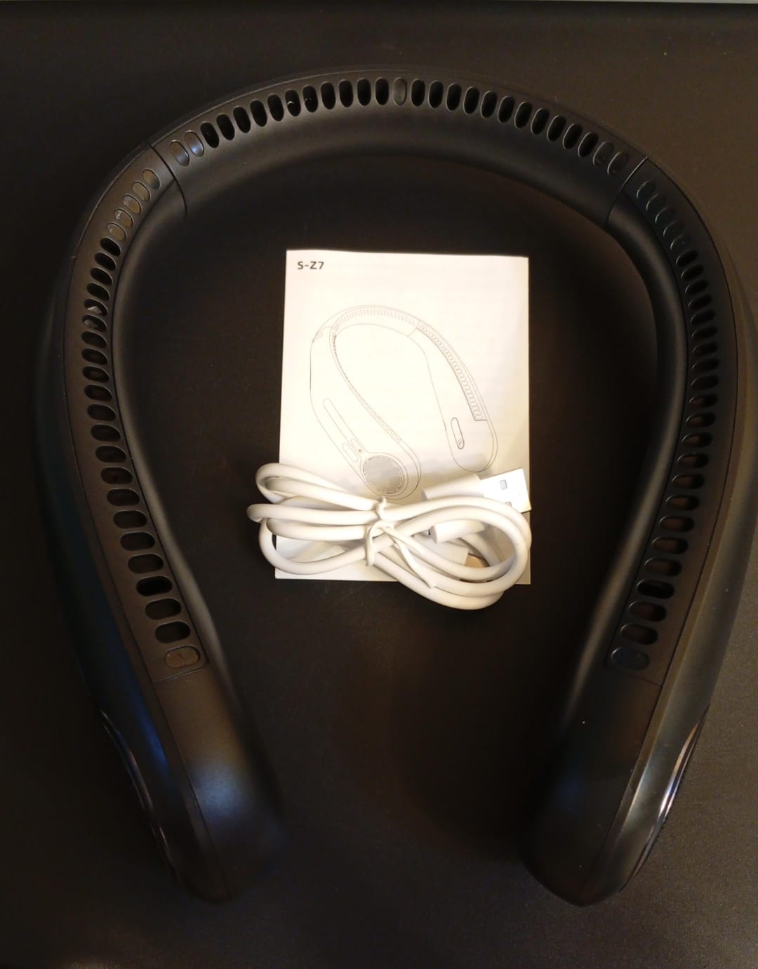 Ventilador de cuello portátil, sin aspas, 4 velocidades, recargable.