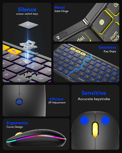 Teclado plegable retroiluminado portatil con mouse