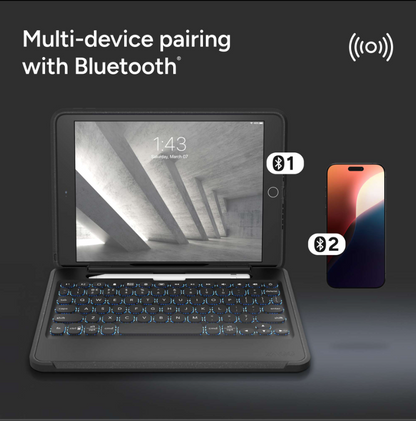 Funda con Teclado, Super Resistente para iPad, 9-8-7th Gen.