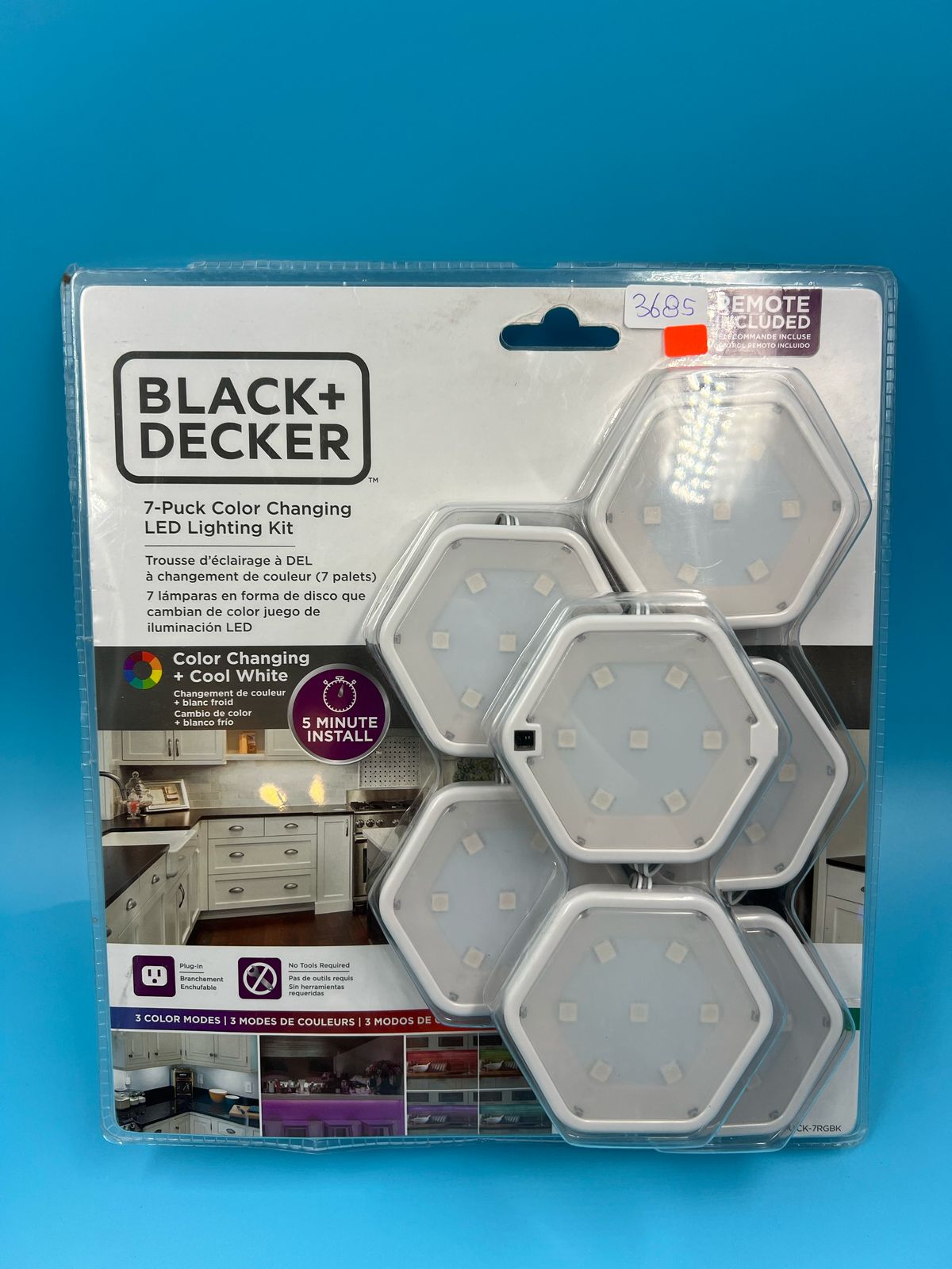 9 luces LED control remoto cambian de color BLACK+DECKER