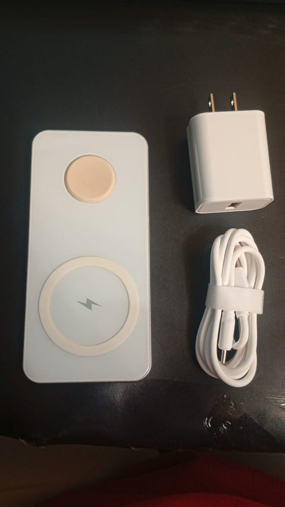Cargador inalámbrico 2 en 1, de 15 W para iPhone y AirPods (USADO).