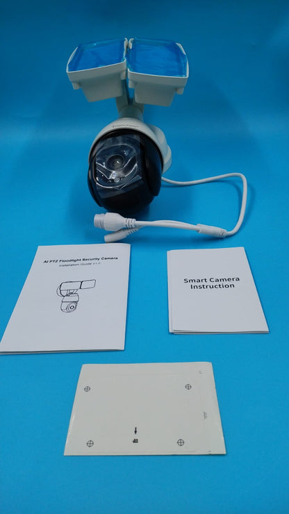 Cámara de seguridad con reflector PTZ de 360°, HD 1080P, Sirena.