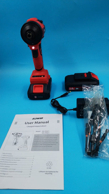 Kit de destornillador de impacto inalámbrico NAWIN de 20 V. con estuche.