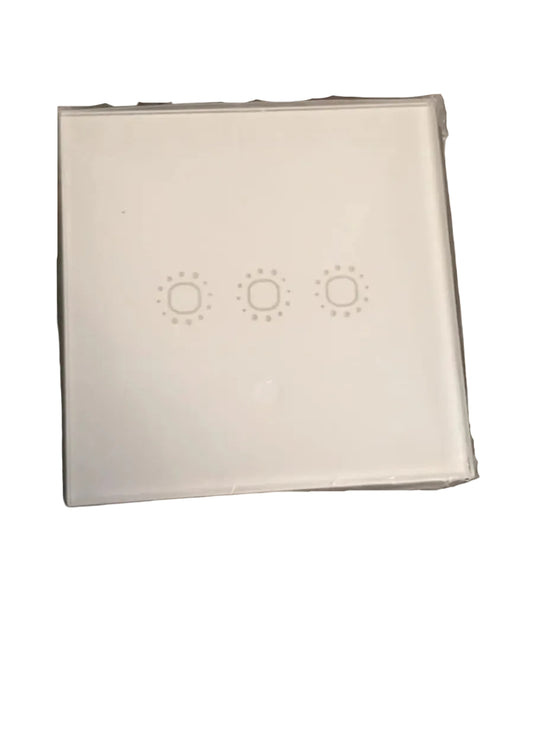 Interruptor táctil de pared, WIFI, Panel de vidrio, triple, blanco.