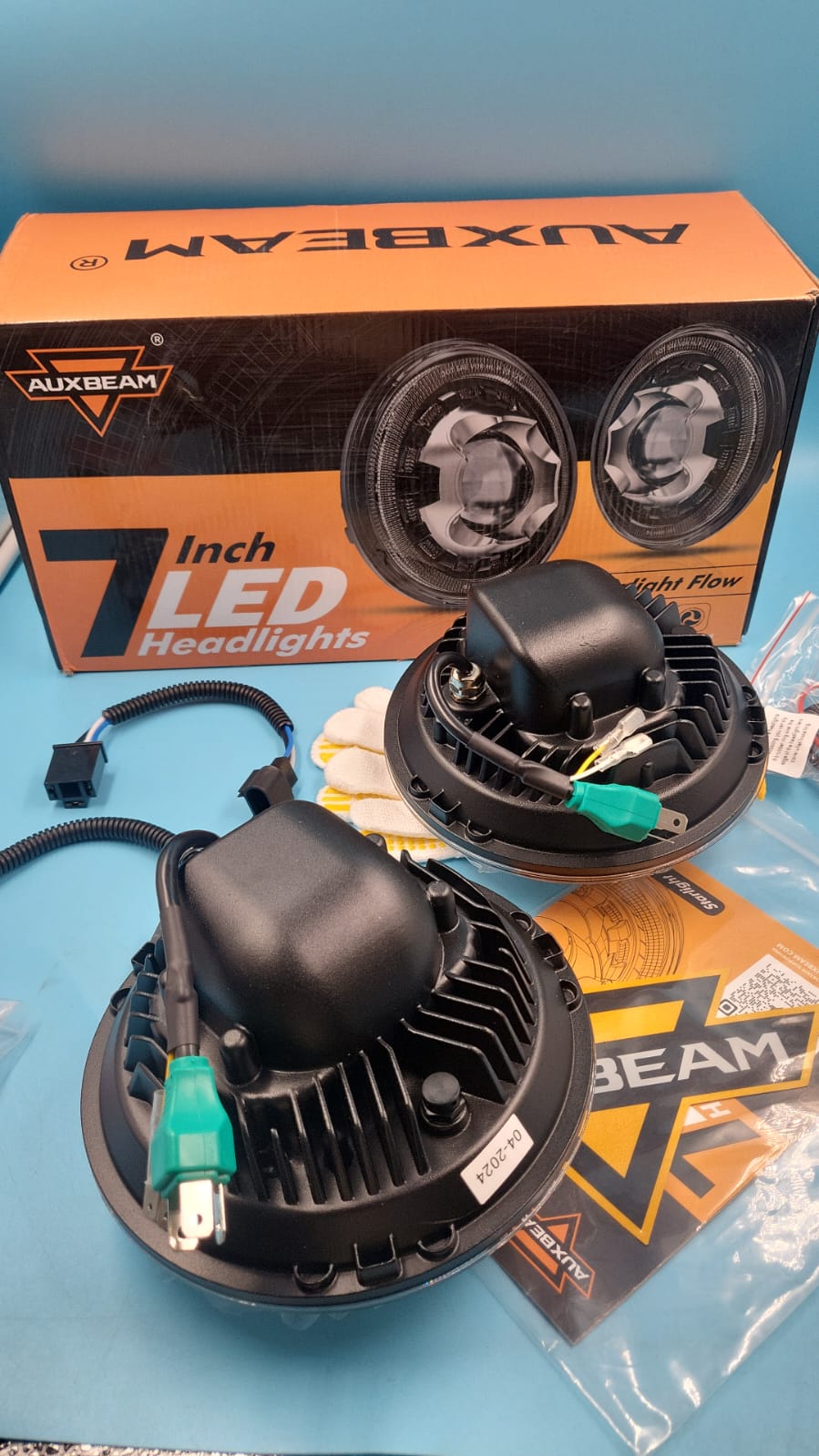 Auxbeam Faros LED de 7 pulgadas H6024 con señal de giro DRL.